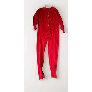 Duofold Vintage Mens Red Union Suit Thermal One Piece Long John Made in USA M